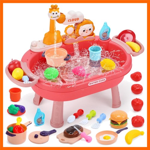 Play kitchen sink with - kitchen, running