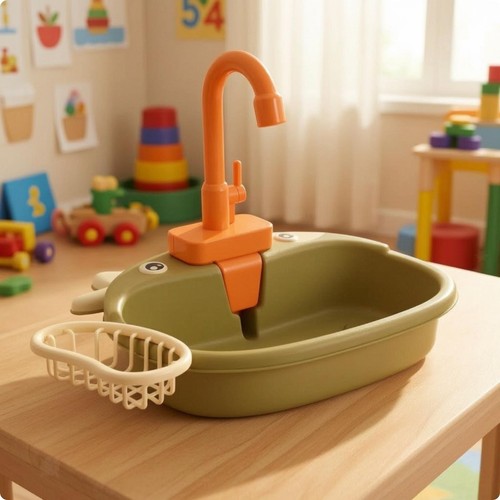 Toy sink with - with, water